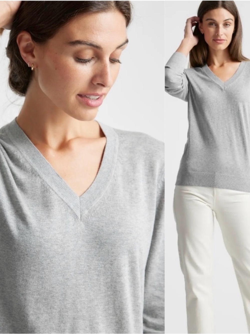Quince | Lightweight Cotton/Cashmere V Neck Sweater XL - Picture 2 of 14